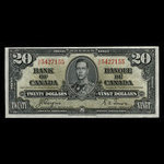 Canada, Banque du Canada, 20 dollars <br /> 2 janvier 1937