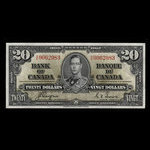 Canada, Banque du Canada, 20 dollars <br /> 2 janvier 1937