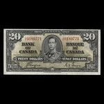 Canada, Banque du Canada, 20 dollars <br /> 2 janvier 1937