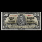 Canada, Banque du Canada, 20 dollars <br /> 2 janvier 1937