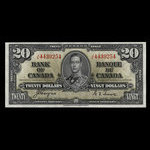 Canada, Banque du Canada, 20 dollars <br /> 2 janvier 1937