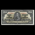 Canada, Banque du Canada, 20 dollars <br /> 2 janvier 1937