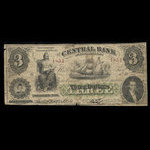 Canada, Central Bank of New Brunswick, 3 dollars <br /> 1 novembre 1860