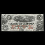Canada, Bank of Clifton, 5 dollars <br /> 1 octobre 1859