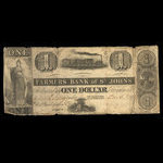 Canada, Farmers Bank of St. Johns, 1 dollar <br /> 5 décembre 1837
