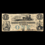 Canada, Bank of Upper Canada (York), 1 dollar <br /> 2 janvier 1851