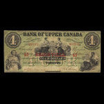 Canada, Bank of Upper Canada (York), 4 dollars <br /> 4 juillet 1859