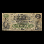 Canada, Westmorland Bank of New Brunswick, 2 dollars <br /> 1 août 1861