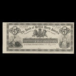 Canada, Bank of British North America, 5 dollars <br /> 1 mai 1871