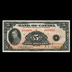 Canada, Banque du Canada, 5 dollars <br /> 1935