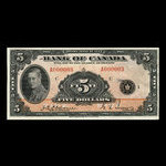 Canada, Banque du Canada, 5 dollars <br /> 1935