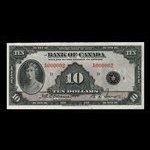 Canada, Banque du Canada, 10 dollars <br /> 1935