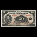 Canada, Banque du Canada, 50 dollars <br /> 1935