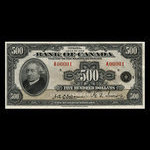 Canada, Banque du Canada, 500 dollars <br /> 1935