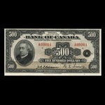 Canada, Banque du Canada, 500 dollars <br /> 1935