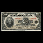 Canada, Banque du Canada, 500 dollars <br /> 1935