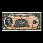 Canada, Banque du Canada, 5 dollars <br /> 1935