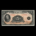 Canada, Banque du Canada, 5 dollars <br /> 1935
