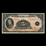 Canada, Banque du Canada, 5 dollars <br /> 1935