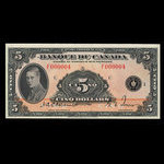 Canada, Banque du Canada, 5 dollars <br /> 1935