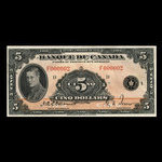 Canada, Banque du Canada, 5 dollars <br /> 1935