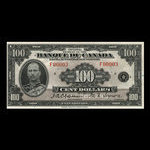 Canada, Banque du Canada, 100 dollars <br /> 1935