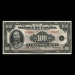 Canada, Banque du Canada, 100 dollars <br /> 1935