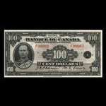 Canada, Banque du Canada, 100 dollars <br /> 1935