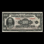 Canada, Banque du Canada, 100 dollars <br /> 1935