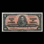 Canada, Banque du Canada, 2 dollars <br /> 2 janvier 1937