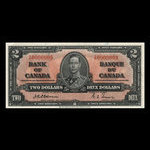 Canada, Banque du Canada, 2 dollars <br /> 2 janvier 1937