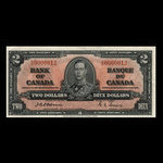 Canada, Banque du Canada, 2 dollars <br /> 2 janvier 1937