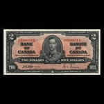 Canada, Banque du Canada, 2 dollars <br /> 2 janvier 1937