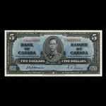 Canada, Banque du Canada, 5 dollars <br /> 2 janvier 1937