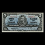 Canada, Banque du Canada, 5 dollars <br /> 2 janvier 1937