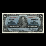 Canada, Banque du Canada, 5 dollars <br /> 2 janvier 1937