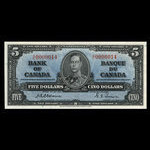 Canada, Banque du Canada, 5 dollars <br /> 2 janvier 1937