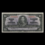 Canada, Banque du Canada, 10 dollars <br /> 2 janvier 1937