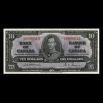 Canada, Banque du Canada, 10 dollars <br /> 2 janvier 1937