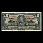 Canada, Banque du Canada, 20 dollars <br /> 2 janvier 1937
