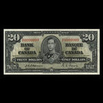 Canada, Banque du Canada, 20 dollars <br /> 2 janvier 1937