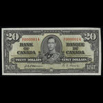 Canada, Banque du Canada, 20 dollars <br /> 2 janvier 1937
