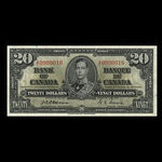 Canada, Banque du Canada, 20 dollars <br /> 2 janvier 1937