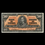 Canada, Banque du Canada, 50 dollars <br /> 2 janvier 1937