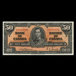 Canada, Banque du Canada, 50 dollars <br /> 2 janvier 1937