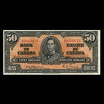 Canada, Banque du Canada, 50 dollars <br /> 2 janvier 1937