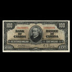 Canada, Banque du Canada, 100 dollars <br /> 2 janvier 1937