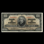 Canada, Banque du Canada, 100 dollars <br /> 2 janvier 1937