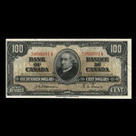 Canada, Banque du Canada, 100 dollars <br /> 2 janvier 1937