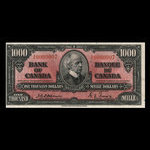 Canada, Banque du Canada, 1,000 dollars <br /> 2 janvier 1937